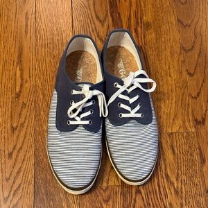 Navy and White Striped Men's Shoes Size 12